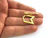 2 sets (32x6 mm and 20x25 mm)  Sea Horse Charms, Gold Plated Metal G3213