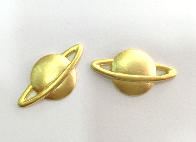 2 Saturn Charms Gold Plated Charms (30x15 mm)  G3218