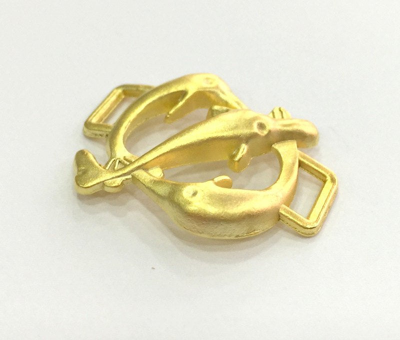 2 Fish Charms, Gold Plated Metal (30x20 mm) G3220
