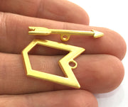 2 sets (32x6 mm and 20x25 mm)  Sea Horse Charms, Gold Plated Metal G3213