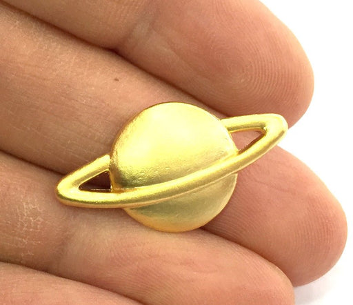 2 Saturn Charms Gold Plated Charms (30x15 mm)  G3218