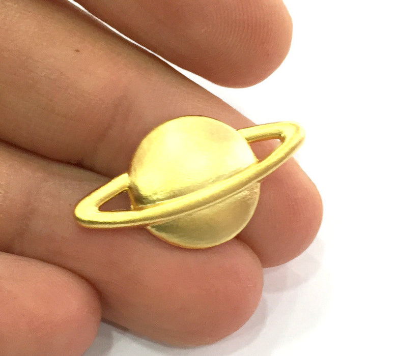 2 Saturn Charms Gold Plated Charms (30x15 mm)  G3218