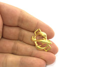 2 Fish Charms, Gold Plated Metal (30x20 mm) G3220