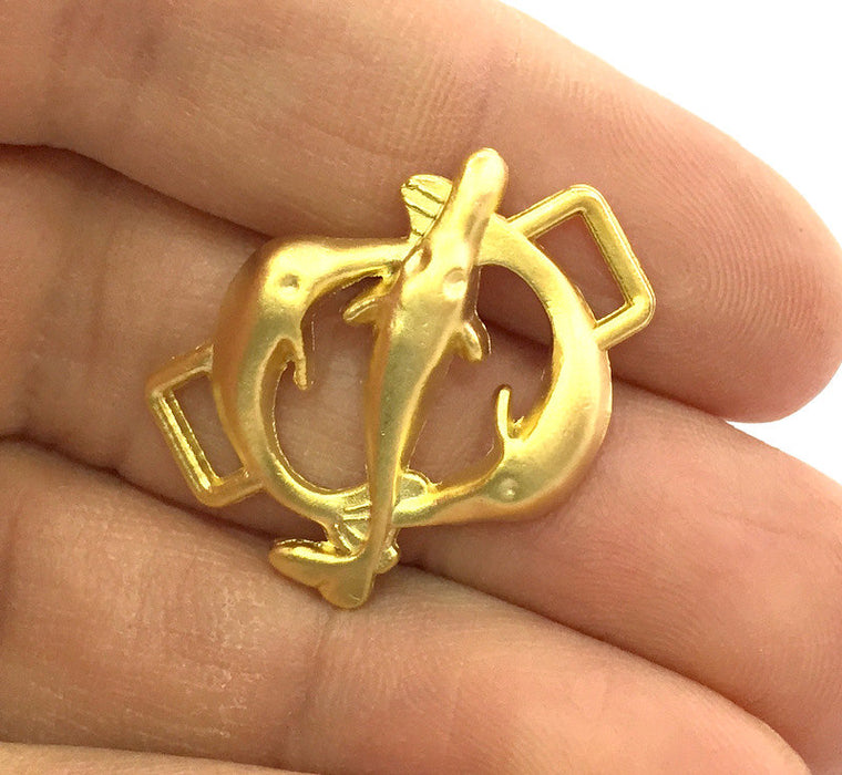 2 Fish Charms, Gold Plated Metal (30x20 mm) G3220