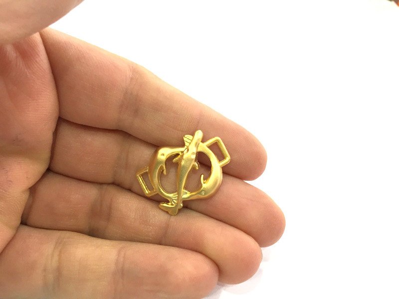 2 Fish Charms, Gold Plated Metal (30x20 mm) G3220