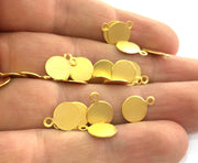 10 Pcs (10 mm)  Round Charms , Gold Plated Brass G3225
