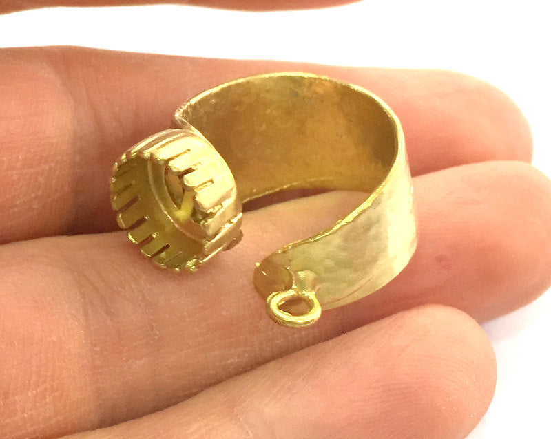 Raw Brass Adjustable Ring  (14mm Blank) , Bezel Settings,Cabochon Base,Mountings G3234