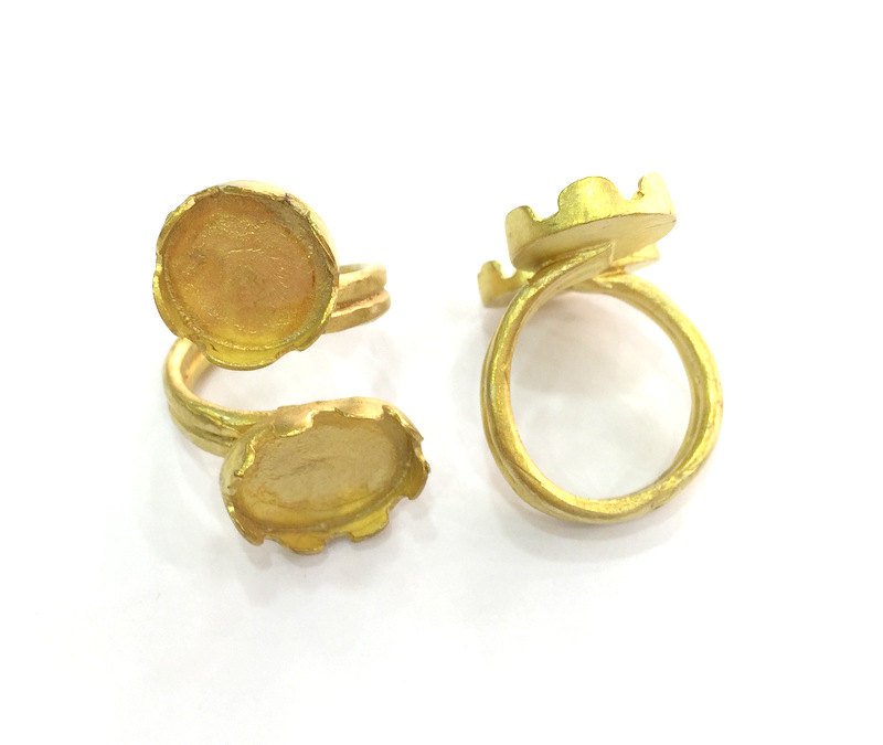 Raw Brass Ring Blank Base Bezel Setting   Adjustable (18x13mm and 14mm Blank) , Cabochon Base,Mountings G3238