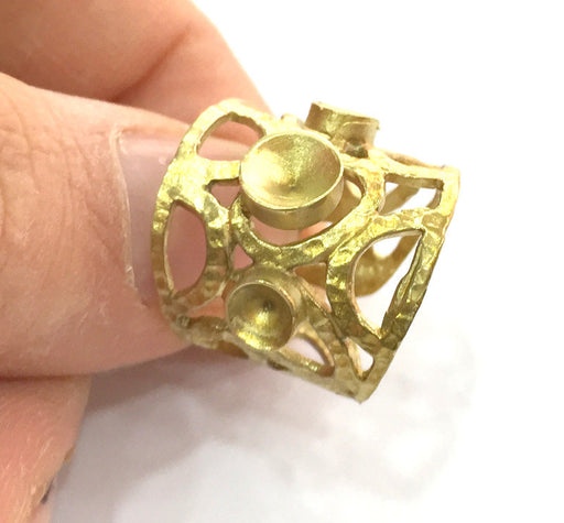 Raw Brass Adjustable Ring  (4mm and 5mm Blank) , Bezel Settings,Cabochon Base,Mountings G3240