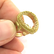 Raw Brass Ring Blank Ring Settings Ring Bezel Ring Base Cabochon Mountings Adjustable   (18x13 mm Drop Blank)  G3241