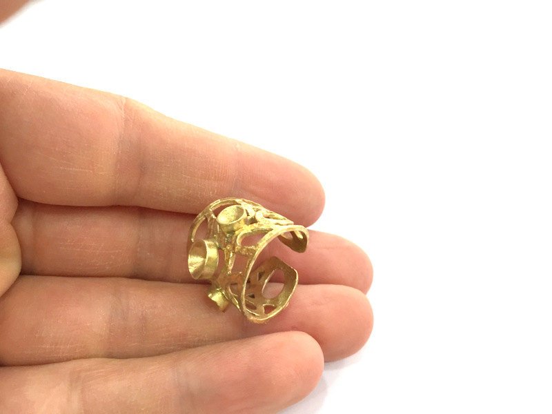 Raw Brass Adjustable Ring  (4mm and 5mm Blank) , Bezel Settings,Cabochon Base,Mountings G3240