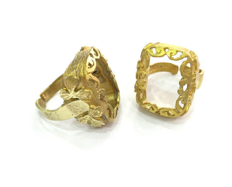 Raw Brass Adjustable Ring  (20x14 mm Blank) , Bezel Settings,Cabochon Base,Mountings G3260