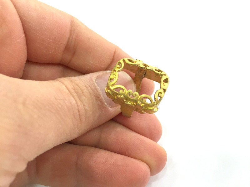 Raw Brass Adjustable Ring  (20x14 mm Blank) , Bezel Settings,Cabochon Base,Mountings G3260