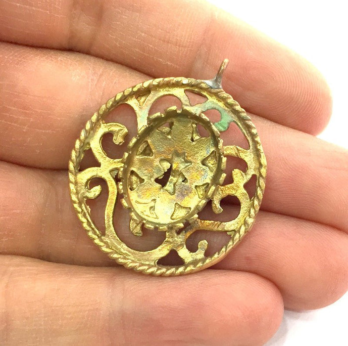 Pendant Blank Raw Brass  Bezel Settings,Cabochon Base,Mountings G3266