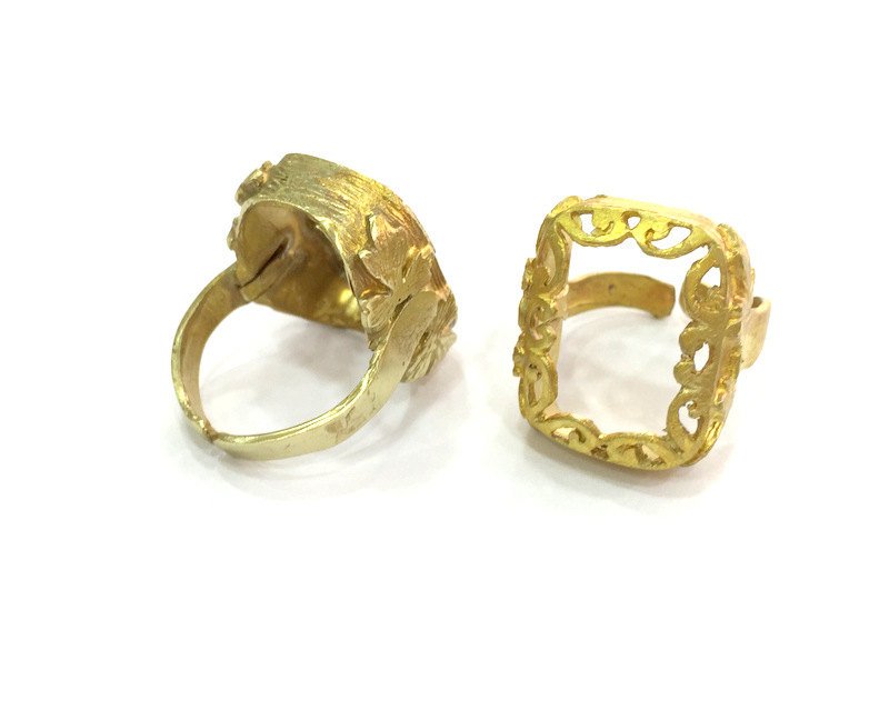 Raw Brass Adjustable Ring  (20x14 mm Blank) , Bezel Settings,Cabochon Base,Mountings G3260