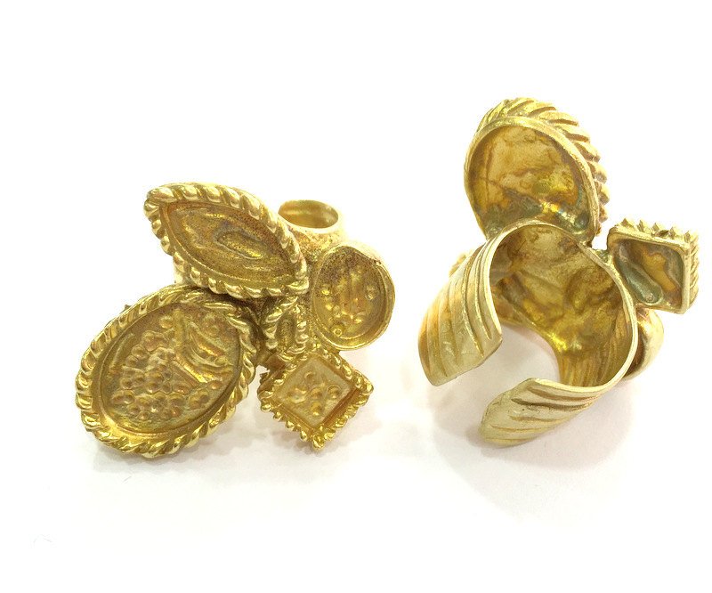 Raw Brass Adjustable Ring Blank , Bezel Settings,Cabochon Base,Mountings G3262