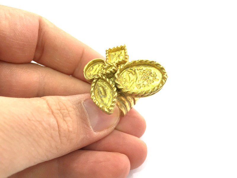 Raw Brass Adjustable Ring Blank , Bezel Settings,Cabochon Base,Mountings G3262