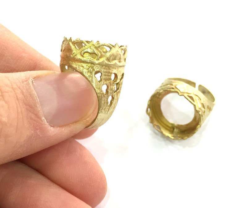 Raw Brass Adjustable Ring (16mm Blank)  , Bezel Settings,Cabochon Base,Mountings G3263