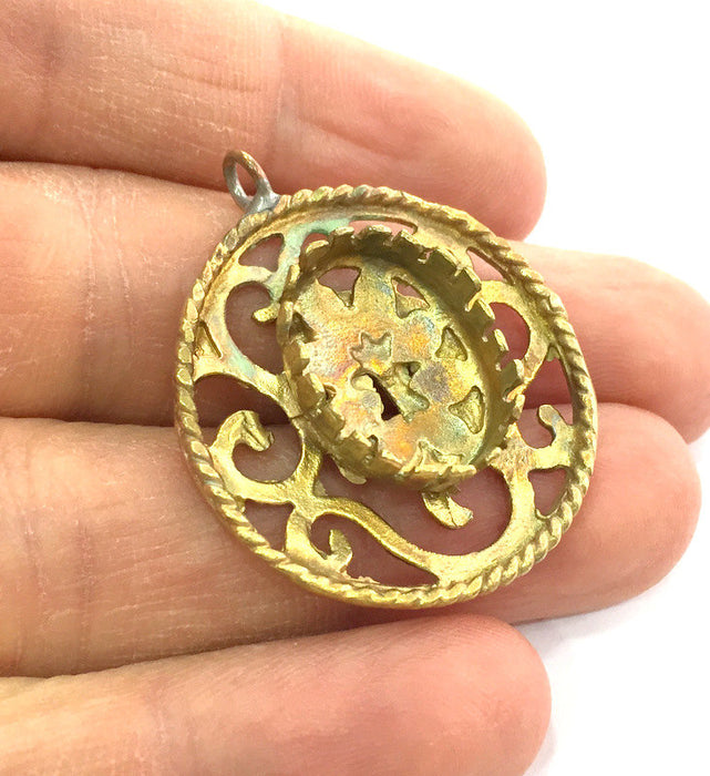 Pendant Blank Raw Brass  Bezel Settings,Cabochon Base,Mountings G3266