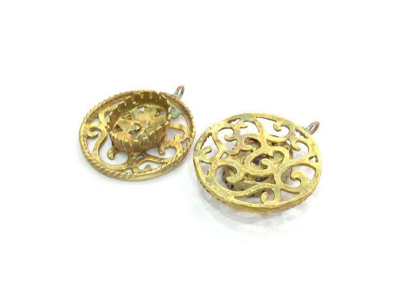 Pendant Blank Raw Brass  Bezel Settings,Cabochon Base,Mountings G3266