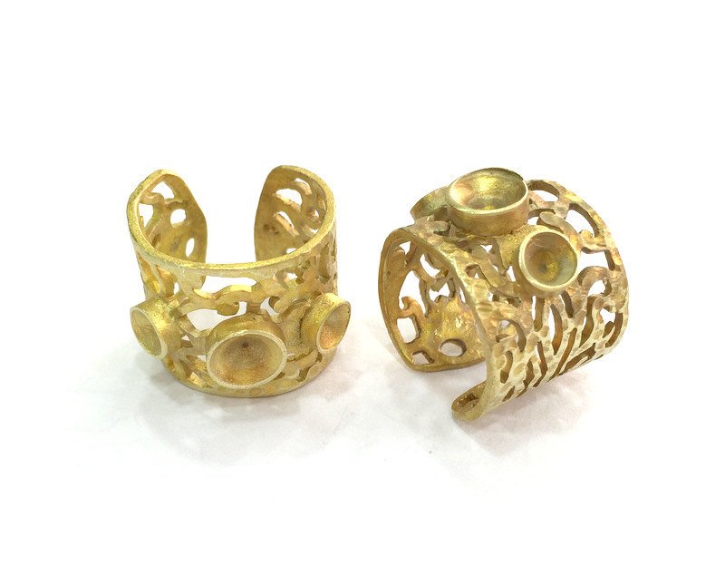 Raw Brass Ring Blank Base Setting Adjustable  (4mm and 5mm Blank) G3268