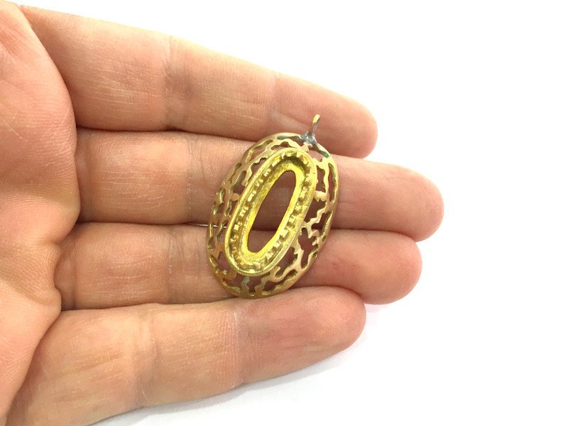 Raw Brass Pendant Blank Base Mountings , Bezel Settings,Cabochon Base , Blank G3289
