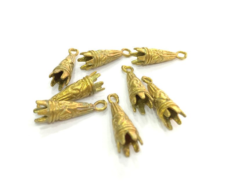 2 Raw Brass Charms Cones  Findings G3298