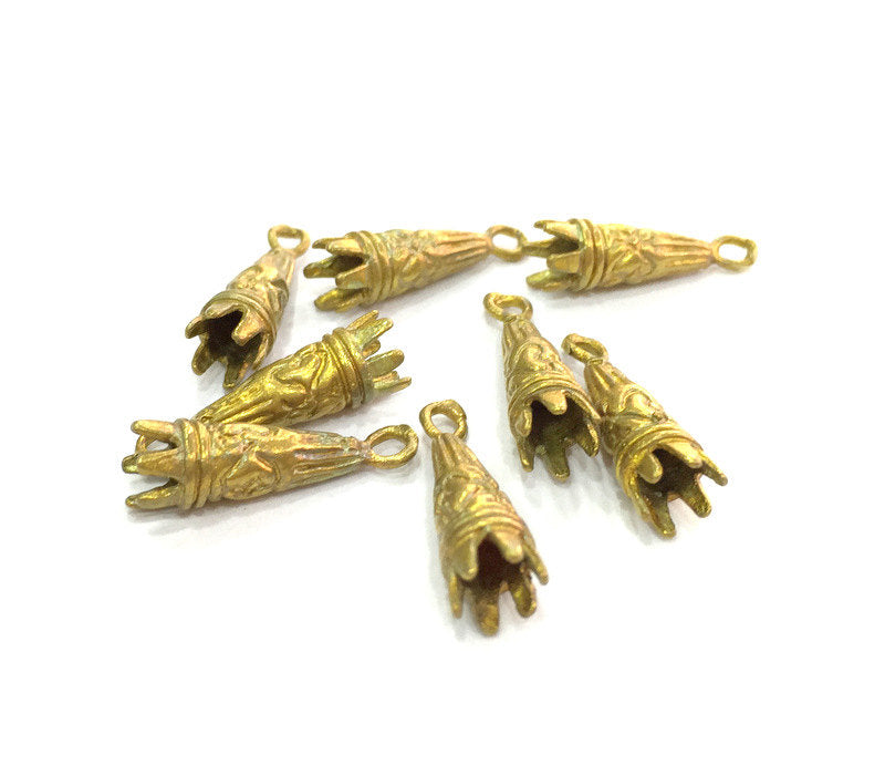 2 Raw Brass Charms Cones  Findings G3298