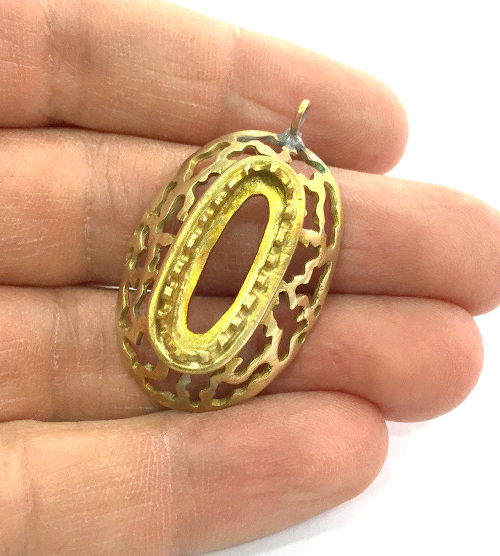 Raw Brass Pendant Blank Base Mountings , Bezel Settings,Cabochon Base , Blank G3289