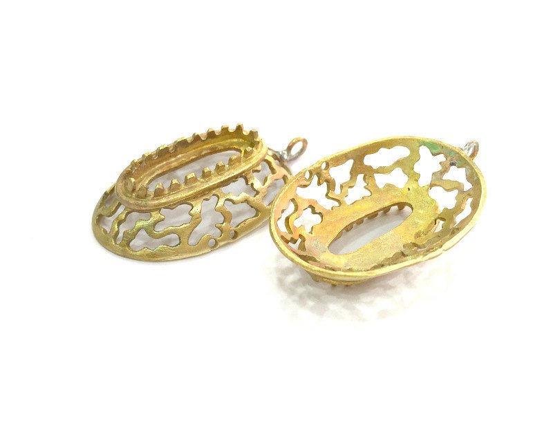 Raw Brass Pendant Blank Base Mountings , Bezel Settings,Cabochon Base , Blank G3289