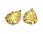 2 Raw Brass Drop Charm 25x18mm G3330