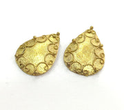 2 Raw Brass Drop Charm 25x18mm G3330