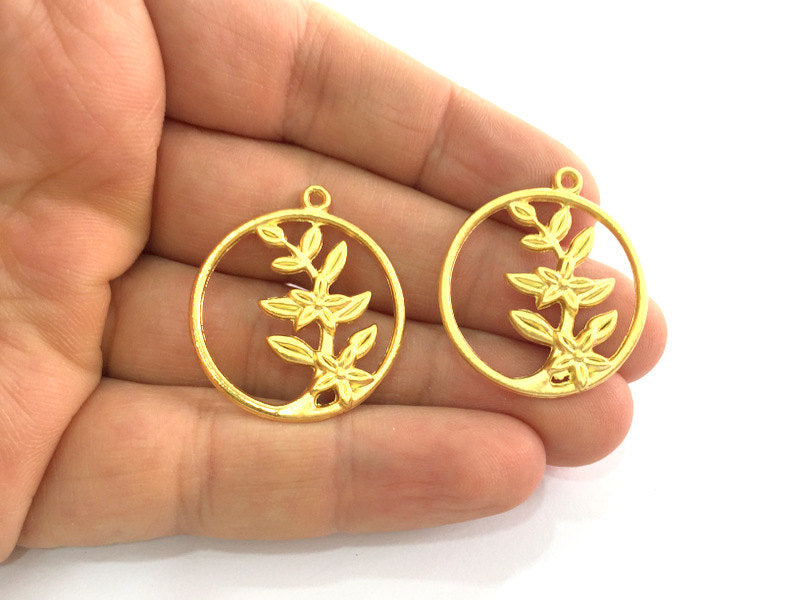 2 Leaf Charm Gold Plated Charms 30mm  G3344