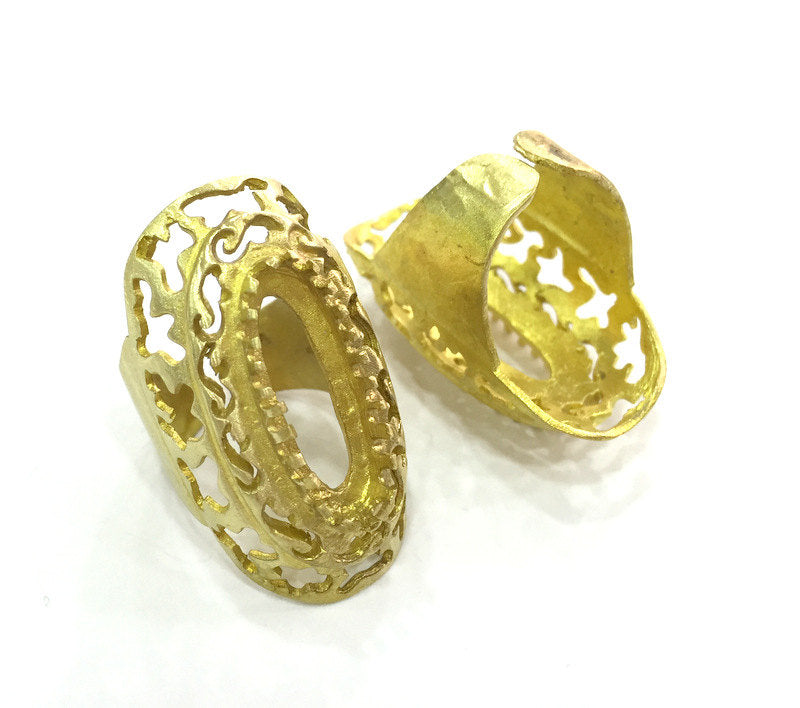 Raw Brass Ring Base Blank Adjustable   (22x10mm Blank) G3328