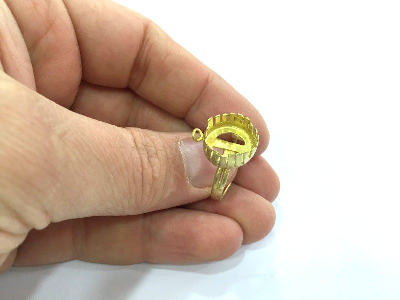 Raw Brass Adjustable Ring Blank (14mm Blank)  G3331