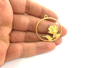 2  Rose Charms  34mm ,Gold Plated Metal   G3341