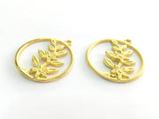 2 Leaf Charm Gold Plated Charms 30mm  G3344