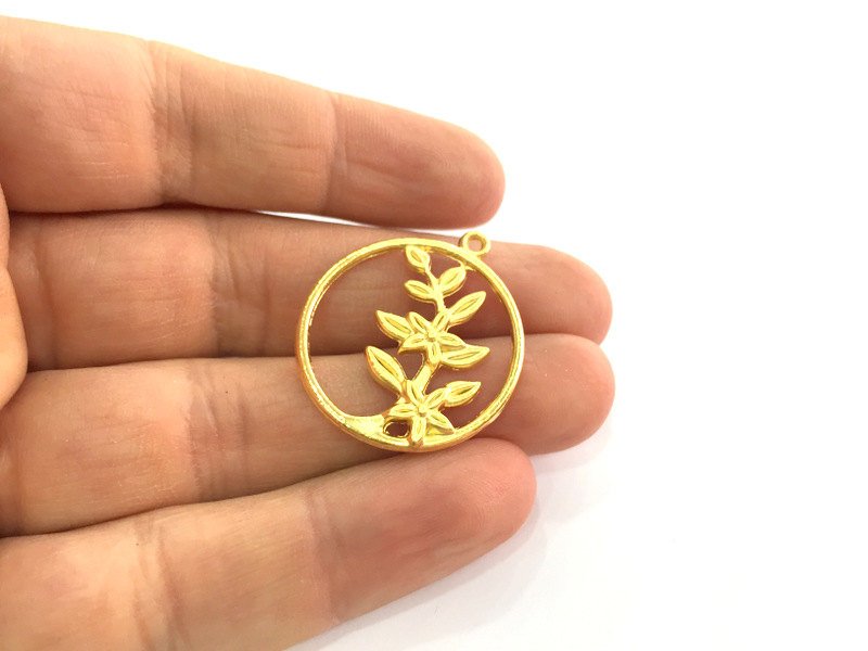 2 Leaf Charm Gold Plated Charms 30mm  G3344