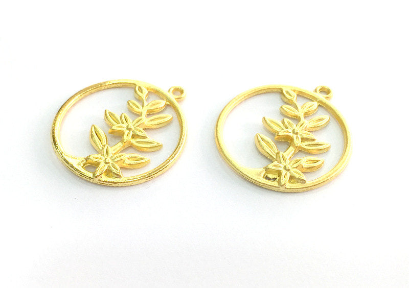 2 Leaf Charm Gold Plated Charms 30mm  G3344