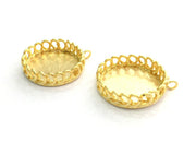 Gold Pendant Blank Bezel Gold Plated Brass Mountings (25 mm blank) , Bezel Settings,Cabochon Base , Blank G3346