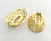 Bezel Settings Blanks Cabochon Base , Gold Plated Brass Mountings , Blank 40x25 mm (22x8 mm blank) G3348
