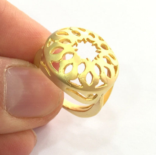 Adjustable Ring Blank   (18mm Blank) , Gold Plated Brass G3349