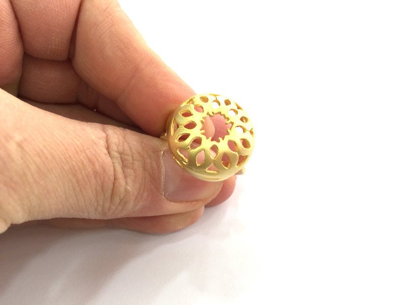 Adjustable Ring Blank   (18mm Blank) , Gold Plated Brass G3349