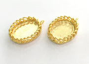 Gold Plated Brass Mountings , Bezel Settings,Cabochon Base , Blank 35x23 mm (25x18 mm blank) G5387