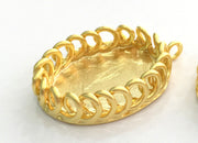 Gold Plated Brass Mountings , Bezel Settings,Cabochon Base , Blank 35x23 mm (25x18 mm blank) G5387
