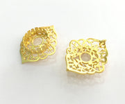 Gold Pendant Blank Base Setting Necklace Blank Mountings  Gold Plated Brass   32x25 mm (14 mm blank) G3355