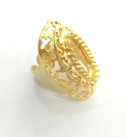 Adjustable Ring Blank  (22x10mm Blank) , Gold Plated Brass G3356