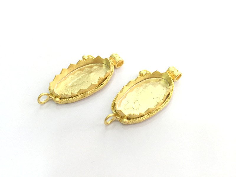 Pendant Base Blank Gold Plated Brass Mountings ,  Blanks  46x22 mm (30x15 mm blank) G3359