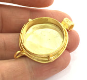 Gold Pendant Blank Base Setting Necklace Blank Mountings Gold Plated Brass 44x30 mm (25 mm blank) G3360