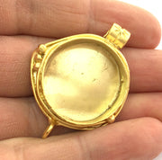 Gold Pendant Blank Base Setting Necklace Blank Mountings Gold Plated Brass 44x30 mm (25 mm blank) G3360